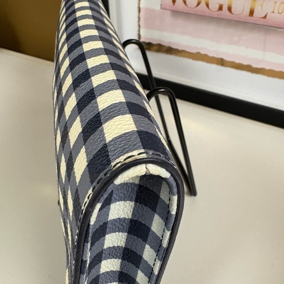 Tory Burch Robinson Navy White Gingham Crossbody - LNC - Picture 5 of 13